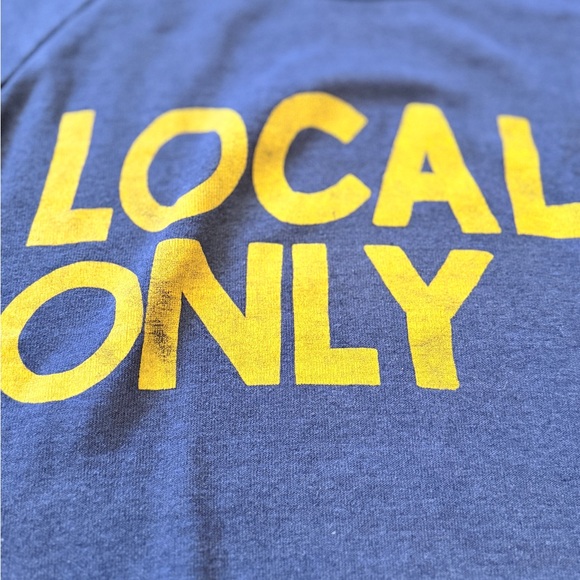 Rare Aviator Nation Blue Crewneck Sweatshirt with Yellow 'LOCALS ONLY' Graphic - Picture 2 of 7